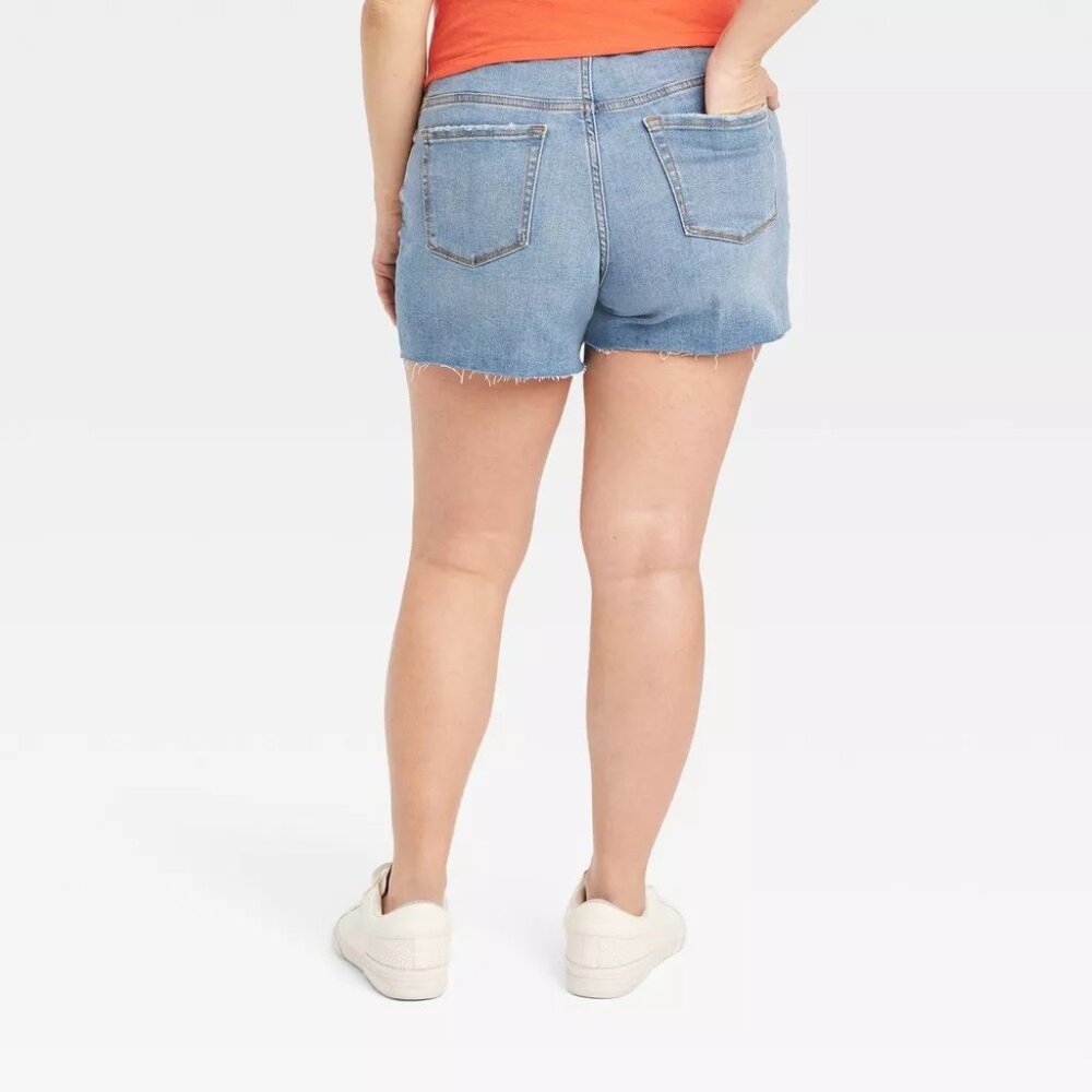 NEW Over Belly Midi Maternity Jean Shorts - Isabel Maternity by Ingrid & Isabel - Picture 2 of 10